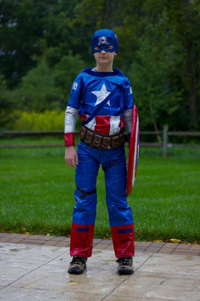 Amazing DIY Captain America Duct Tape Costume Made by an 11yo