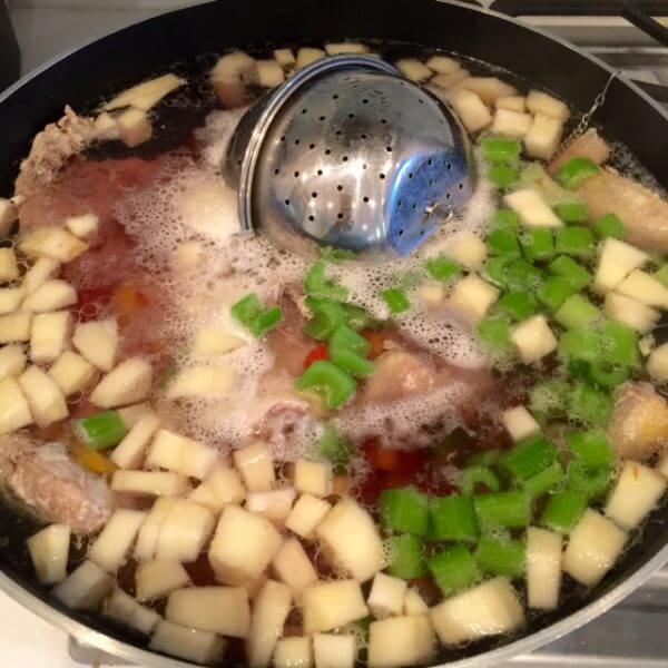 Chicken soup in the pot