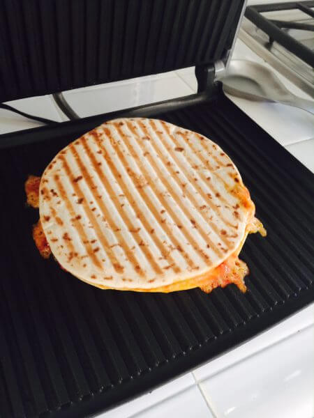 Pita Pizza Panini w/Trader Joes ingredients. Super easy weeknight dinner!