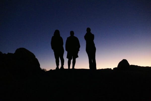 admiring the sunset near skull rock in Joshua Tree