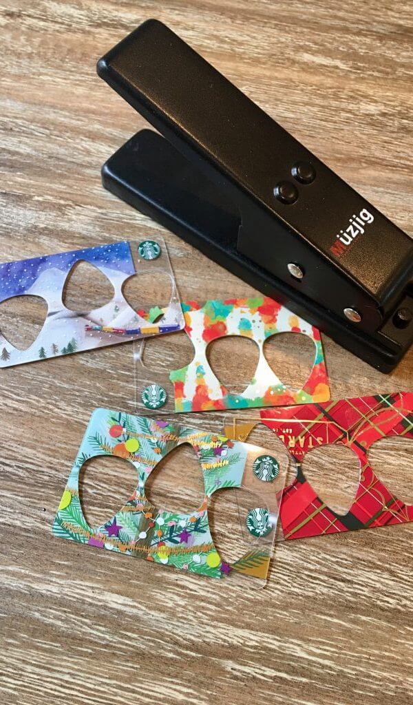 making holiday gift guitar picks from starbucks holiday gift cards
