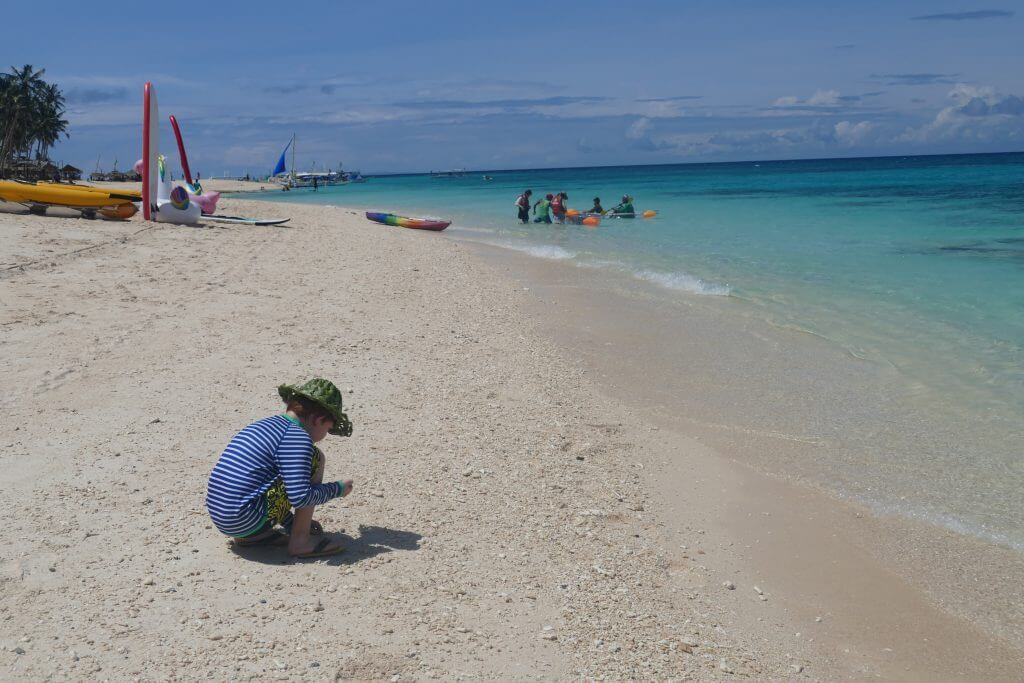 collection seashells on puka beach in boracay