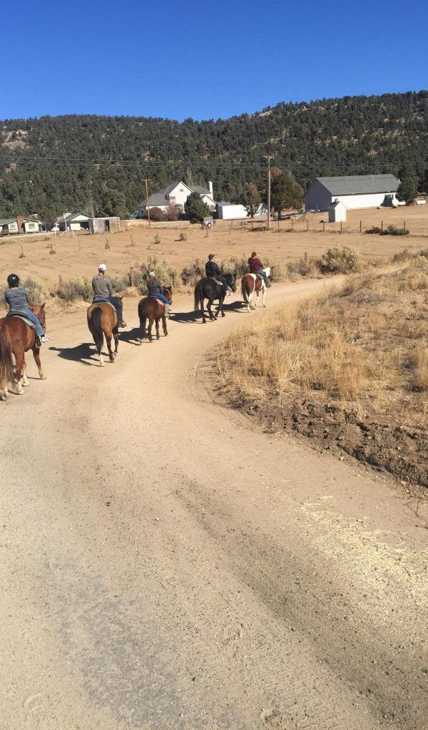 group of trail riders leaving from Baldwin Lake Stables