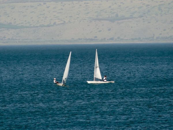 Boaters in the sea of Galilee