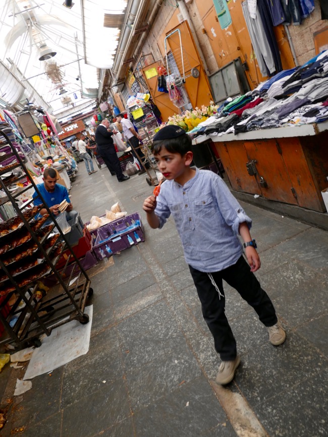 kids at Machane Yehuda Market in Jerusalem Israel